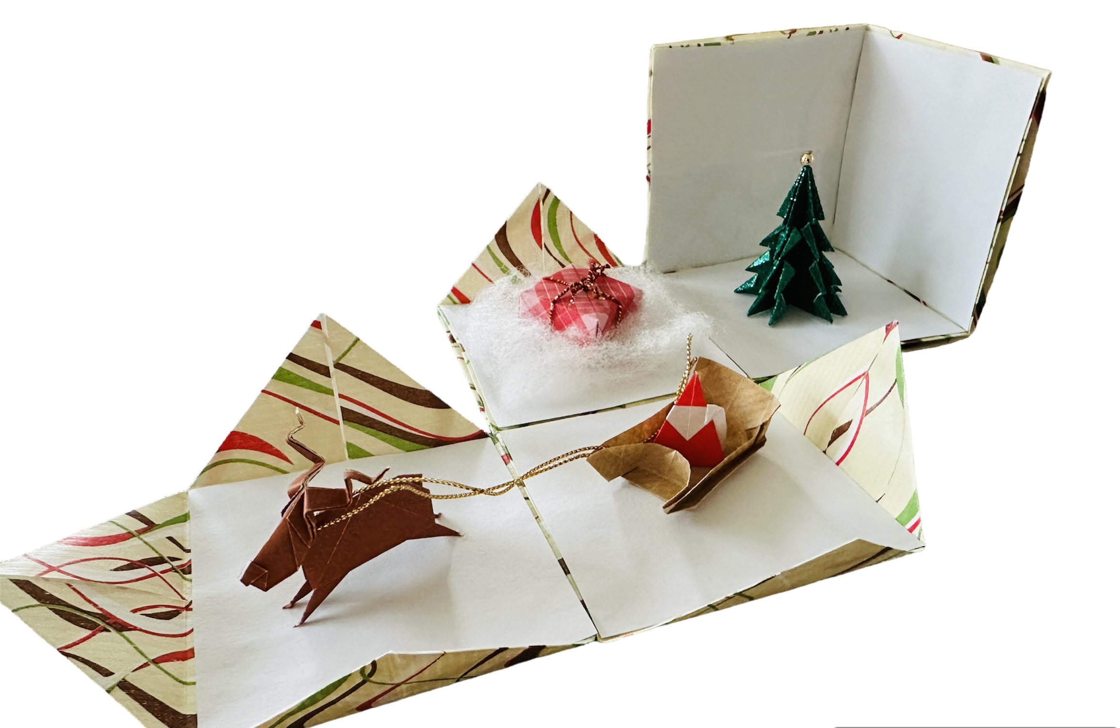 2023/12/27(Wed) 03:12「Chrismas box」Mittermayer 
（創作者 Author：Miyamoto Mariko,　製作者 Folder：Olga Mittermayer ,　出典 Source：Book let’s Enyoy Japanese Seasons and Events with Origami）
 